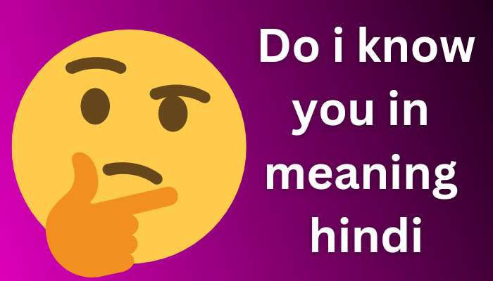 Do i know you meaning in hindi